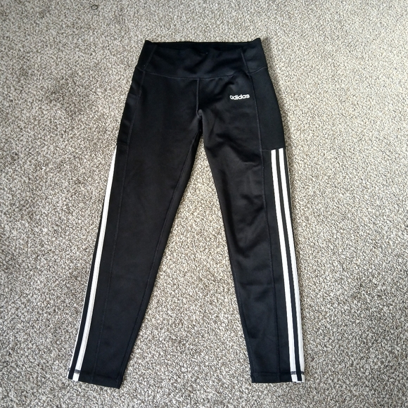 Adidas‎ Women's Black Leggings with White Stripes - Picture 2 of 16
